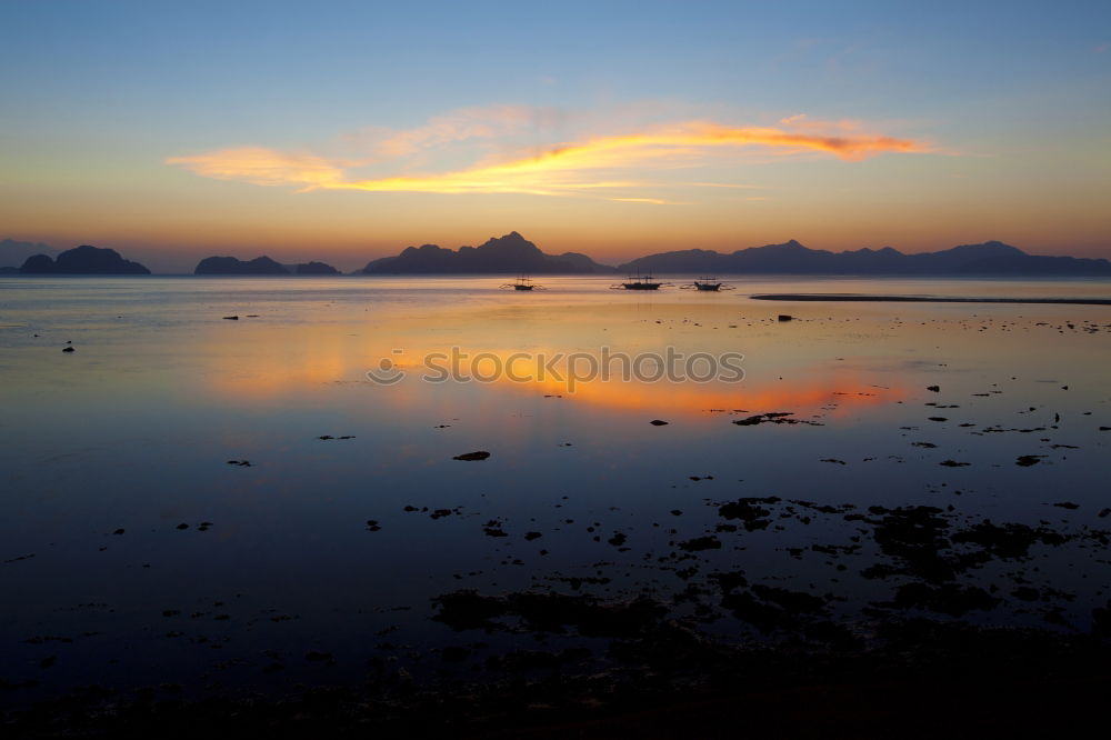 Similar – Image, Stock Photo Coast and calm sea in evening