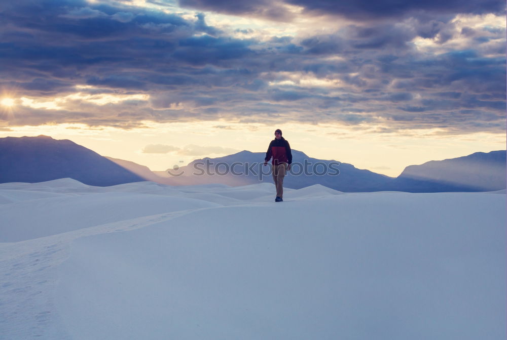 Image, Stock Photo Exploring snowy mountains