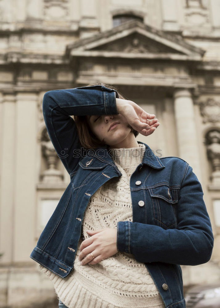 Similar – Stylish woman at brick wall