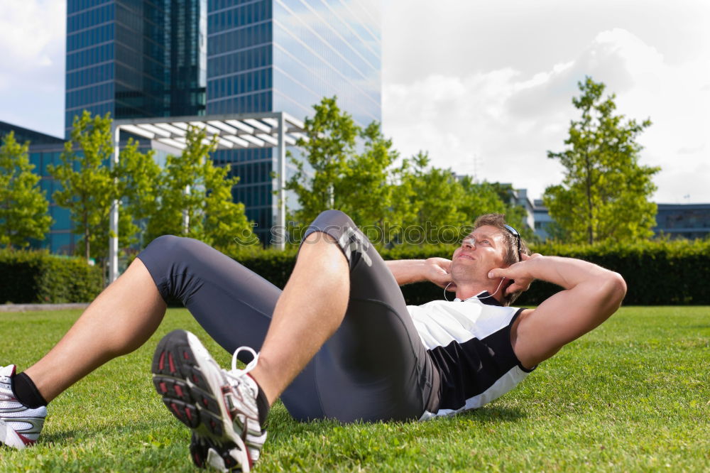 Similar – woman runner stretching outdoors