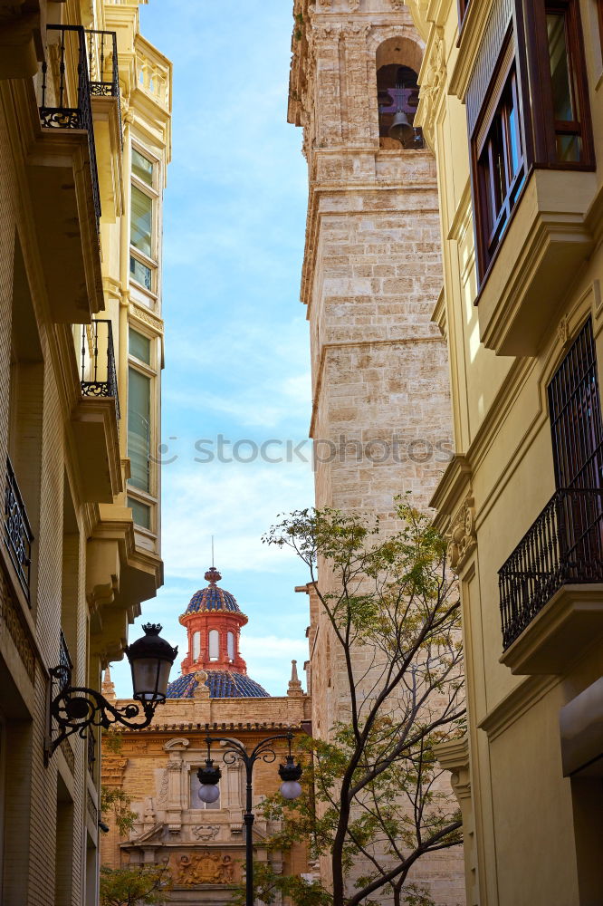 Image, Stock Photo View of the church tower