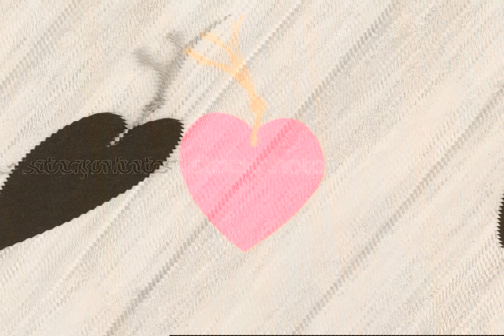 Image, Stock Photo Valentine red hearts on grey wooden background