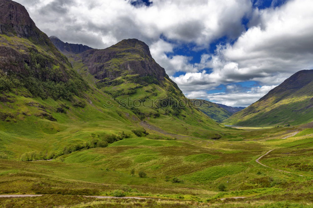 Similar – Valley at Applecross Pass with river in Scotland