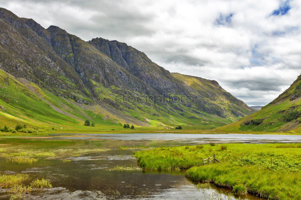 Valley at Applecross Pass with river in Scotland