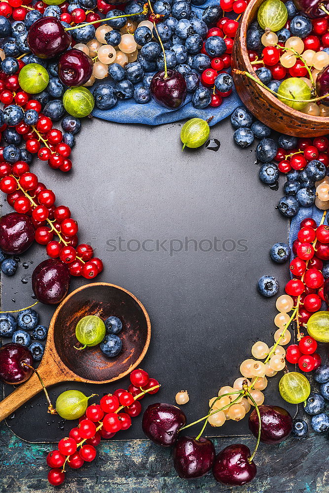 Image, Stock Photo Summer berries with cooking spoon