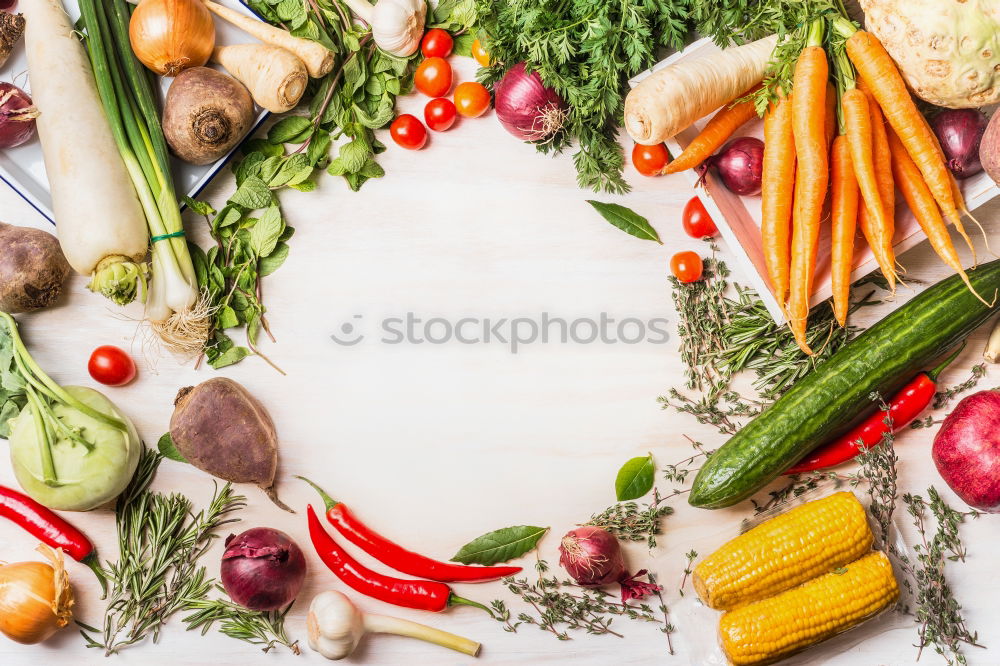 Similar – Image, Stock Photo Asparagus and various healthy vegetarian ingredients