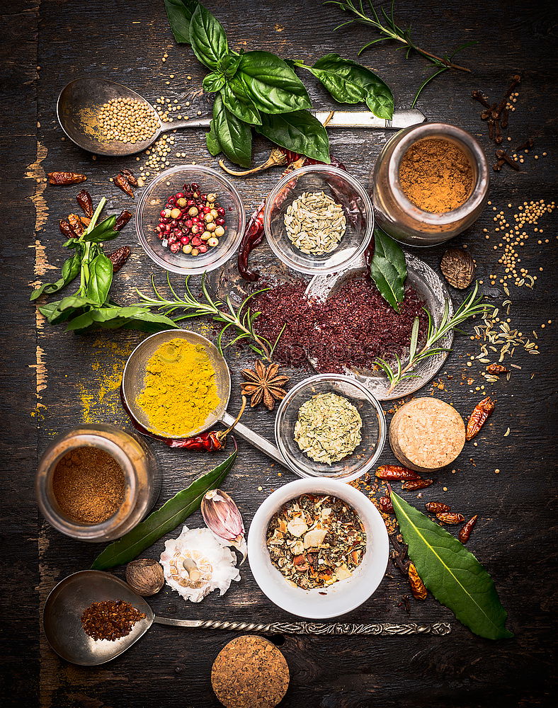 Similar – Image, Stock Photo Colourful spices on the kitchen table