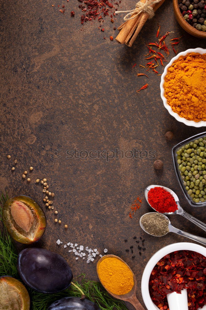 Image, Stock Photo Set of various spices on table