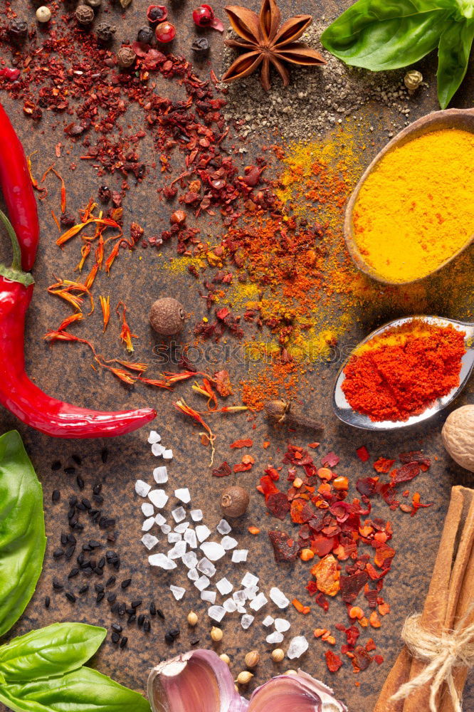 Similar – Image, Stock Photo Colourful spices on the kitchen table