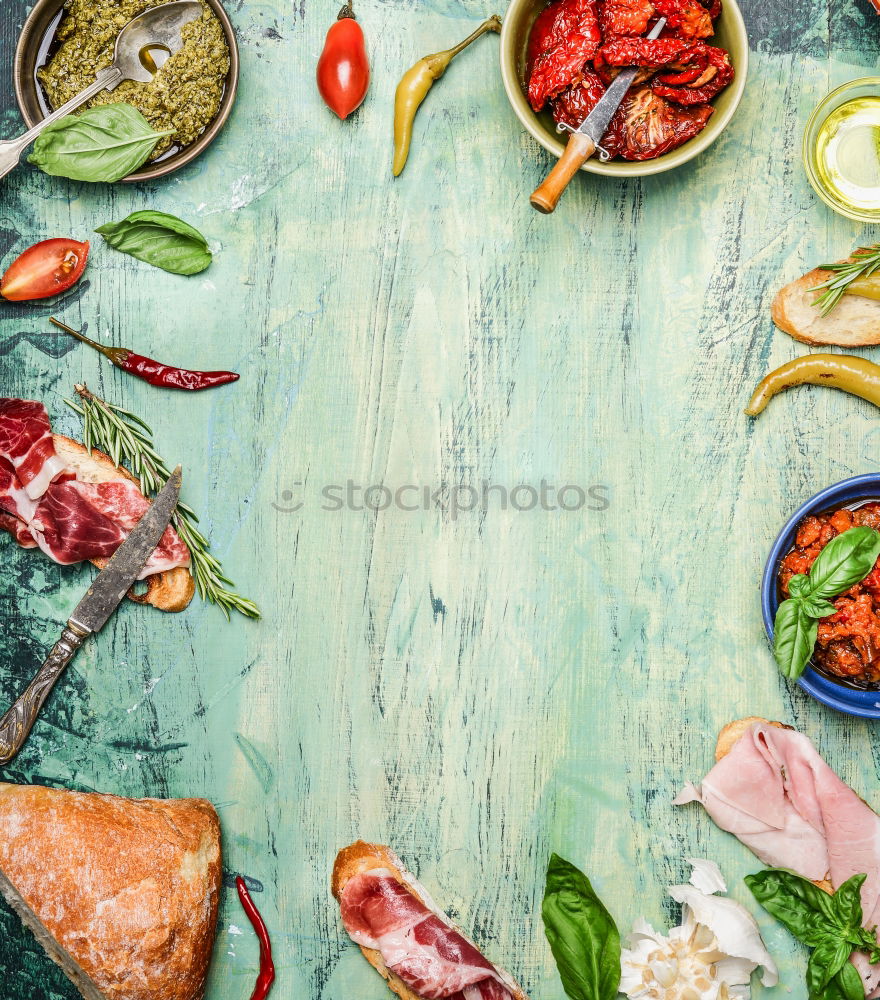 Similar – Various seafood on a blue background