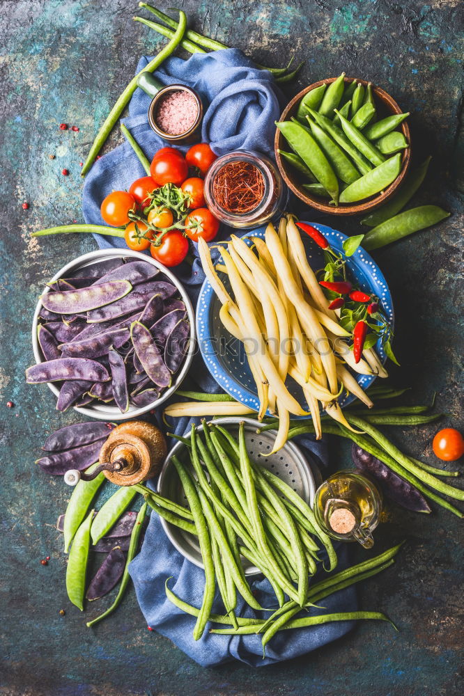 Bowl with white bean pods