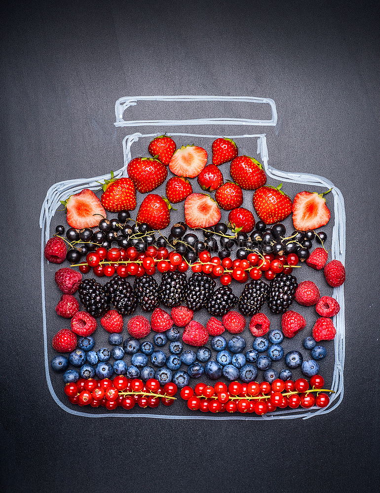 Image, Stock Photo Various berries in painted jam jar