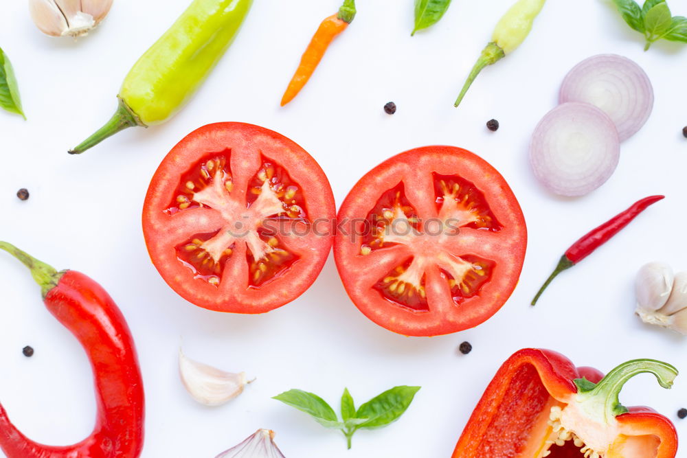 Similar – Image, Stock Photo Variety of colorful tomatoes with salad ingredients