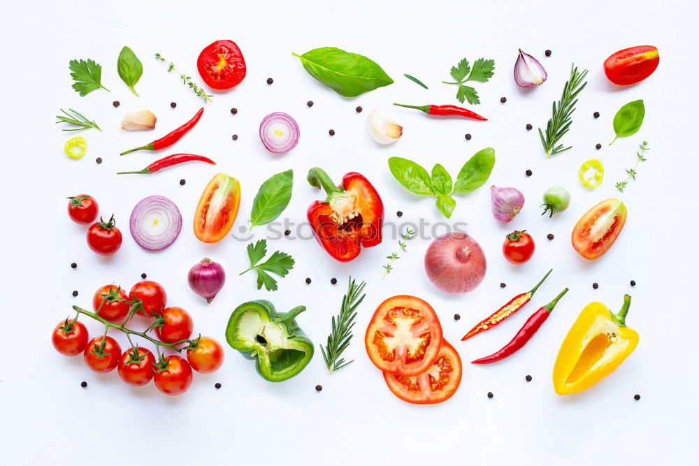 Fresh vegetable ingredients for salad