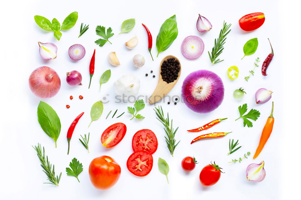 Similar – Image, Stock Photo Organic vegetable selection with cooking spoon and oil