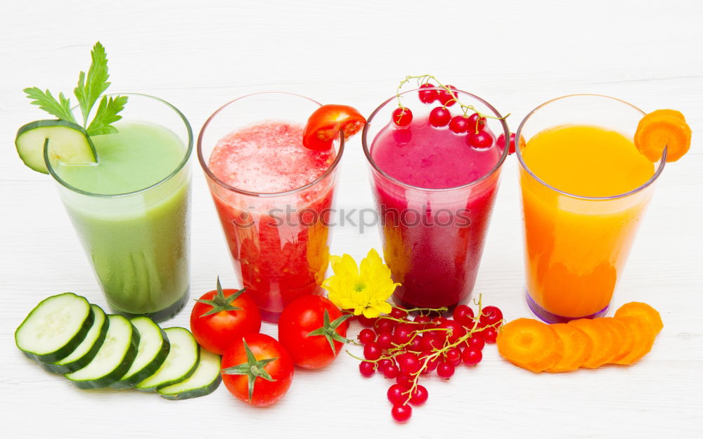 Image, Stock Photo Green and red juice in flashs