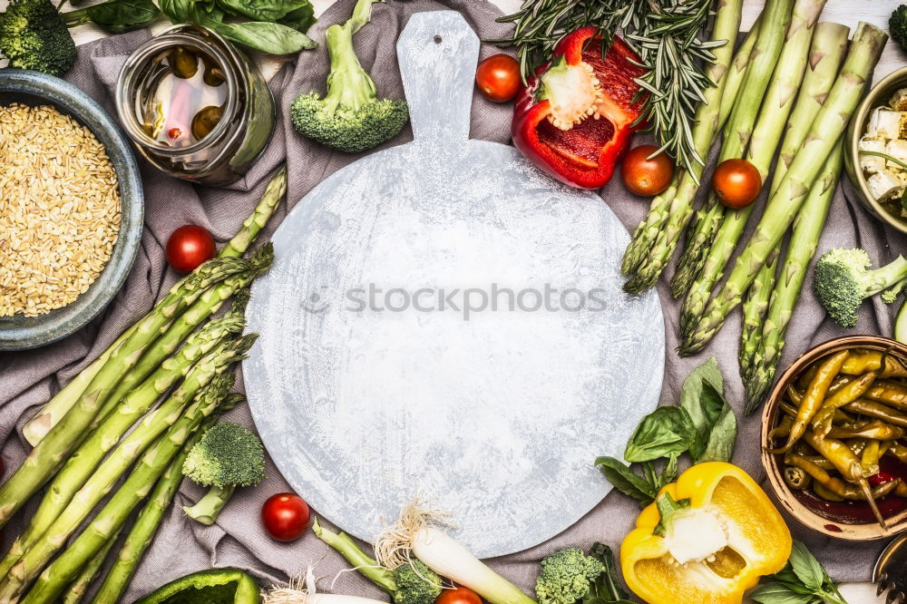 Image, Stock Photo Asparagus and various healthy vegetarian ingredients