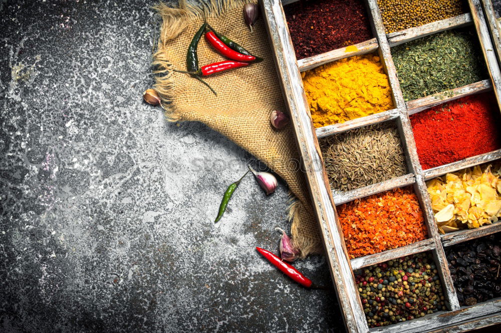 Similar – Image, Stock Photo Different spices in wooden spoons