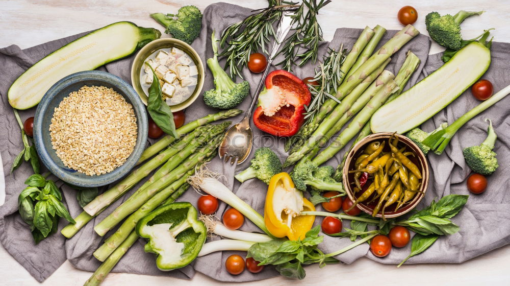 Similar – Image, Stock Photo Vegetarian Ingredients For Pearl Barley Salad