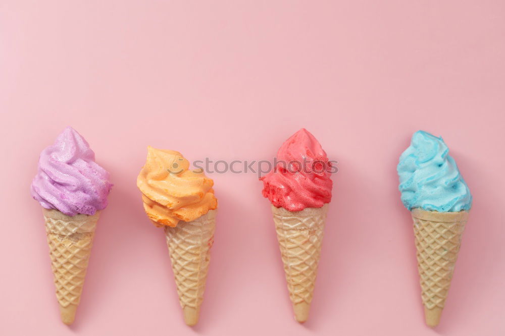 Similar – Image, Stock Photo Ice cream cone with jelly candies on pink background