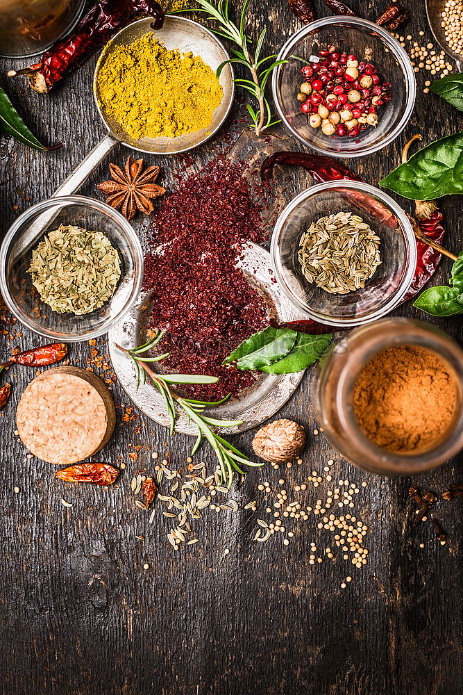 Similar – Image, Stock Photo Colourful spices on the kitchen table