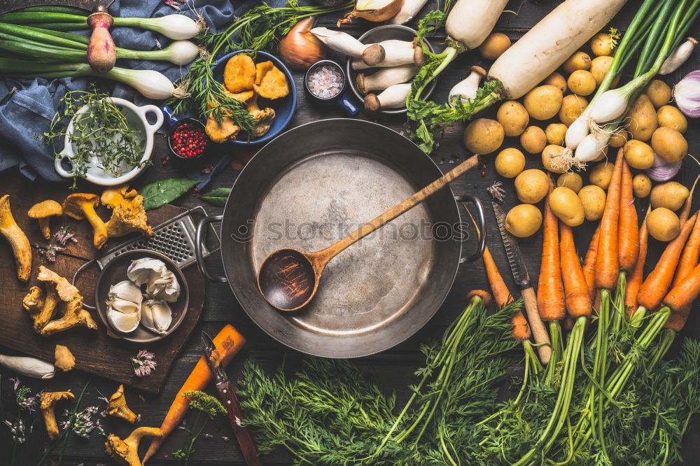 Similar – Image, Stock Photo Various traditional asian ingredients for tasty vegetarian cooking : mushrooms , vegetables and spices, top view, flat lay. Chinese or Thai cuisine. Vegan food. Healthy nutrition concept.