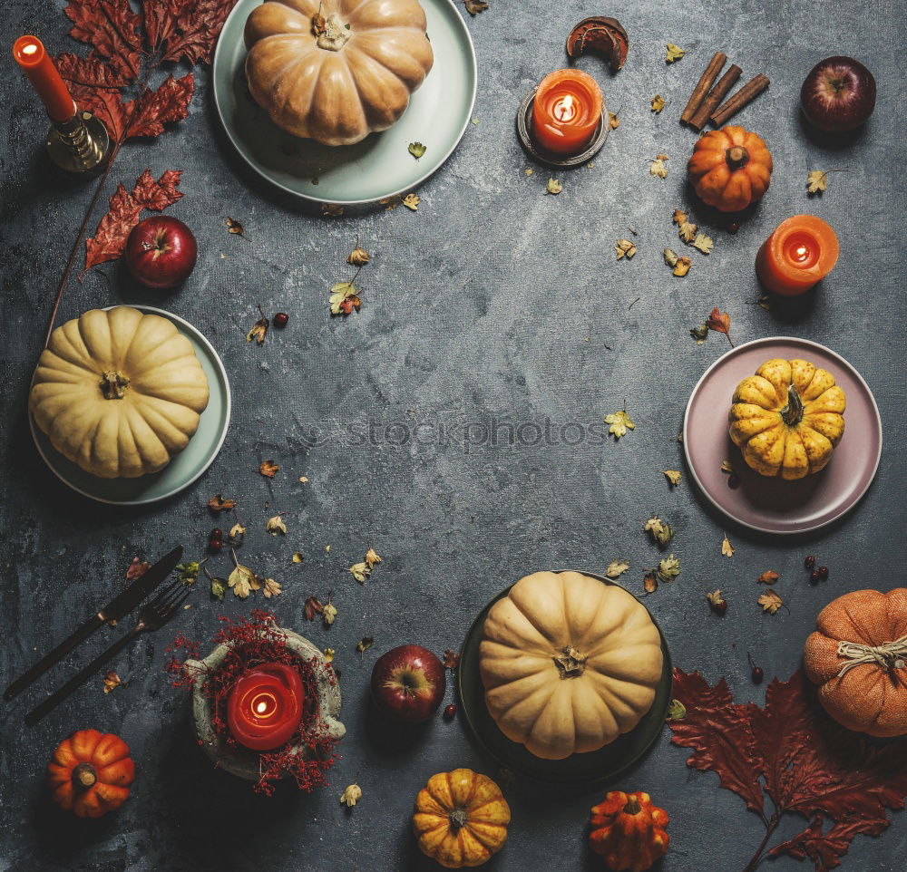 Similar – Image, Stock Photo Pumpkin cake preparation with ingredients and kitchen utensils