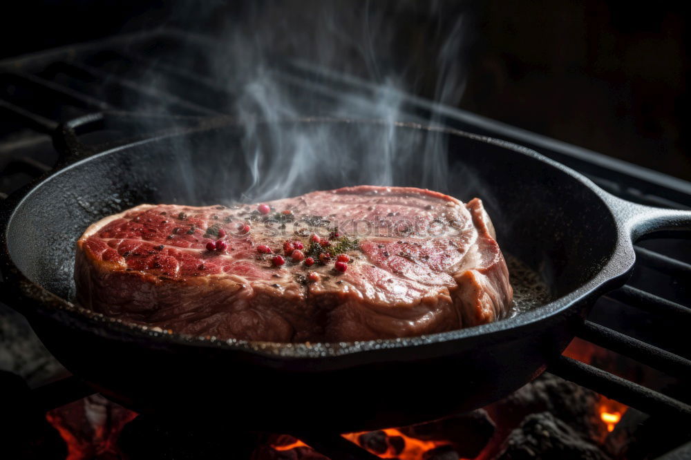 Similar – Image, Stock Photo A piece of meat fresh from the oven with a sprig of thyme