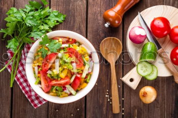 Similar – Image, Stock Photo A mix of healthy and colorful produce on a wooden surface.