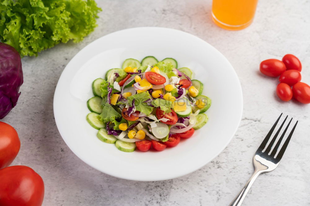 Similar – Vegan Buddha bowl with fresh raw vegetables and quinoa on wood