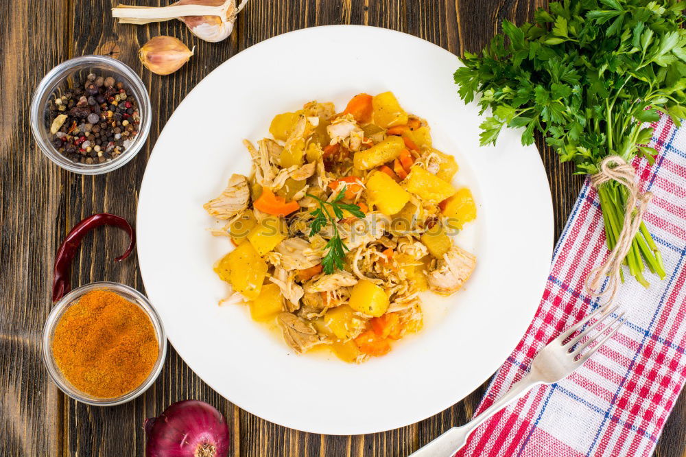 Similar – Image, Stock Photo Risotto with vegetables on a wooden table