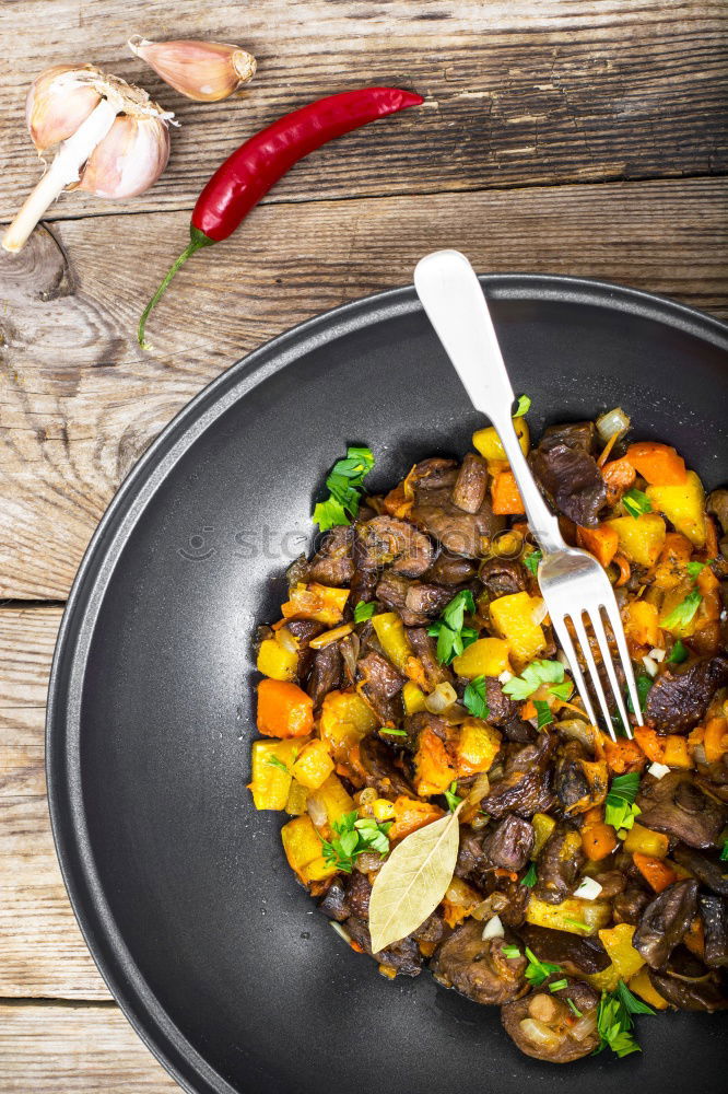 Similar – Image, Stock Photo Balanced diet: beef, steamed vegetables and rice