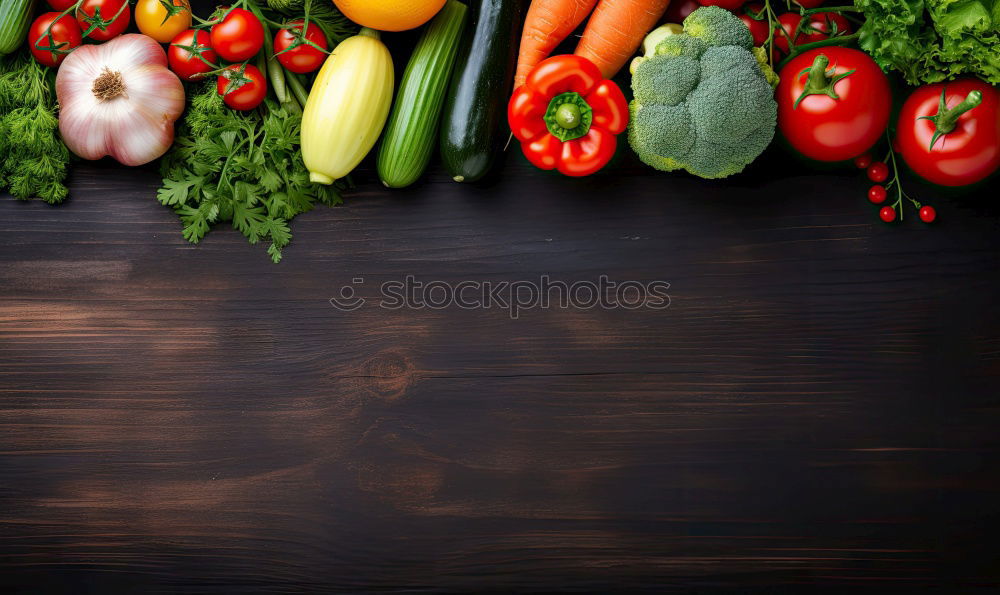 Similar – Vegetables and utensils on kitchen table