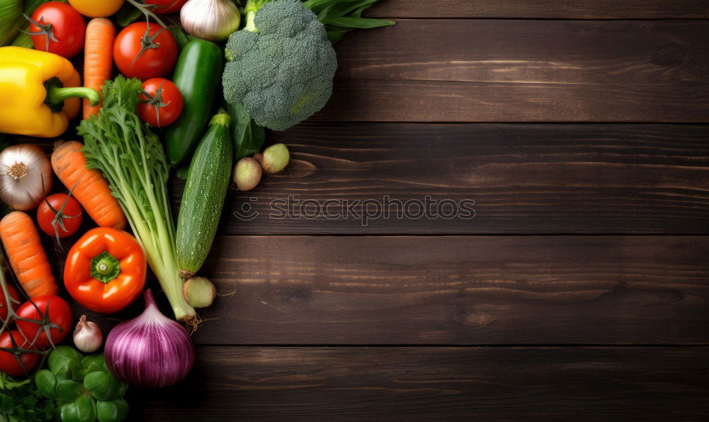 Similar – Vegetables and utensils on kitchen table