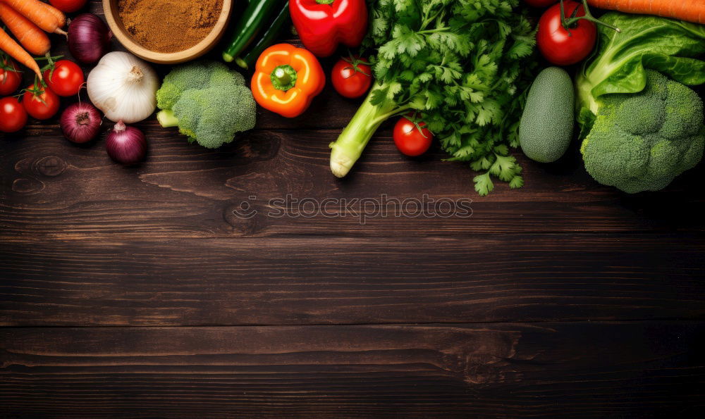 Vegetables and utensils on kitchen table