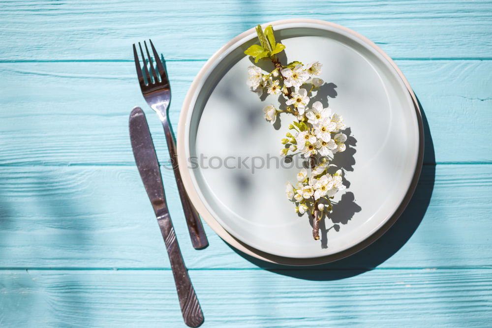 Similar – white ceramic plate with iron vintage cutlery