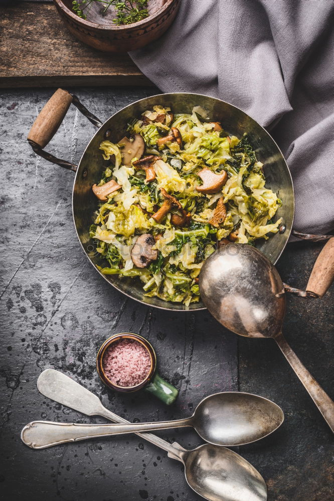 Similar – Image, Stock Photo Prepare a tasty zucchini and ham pan