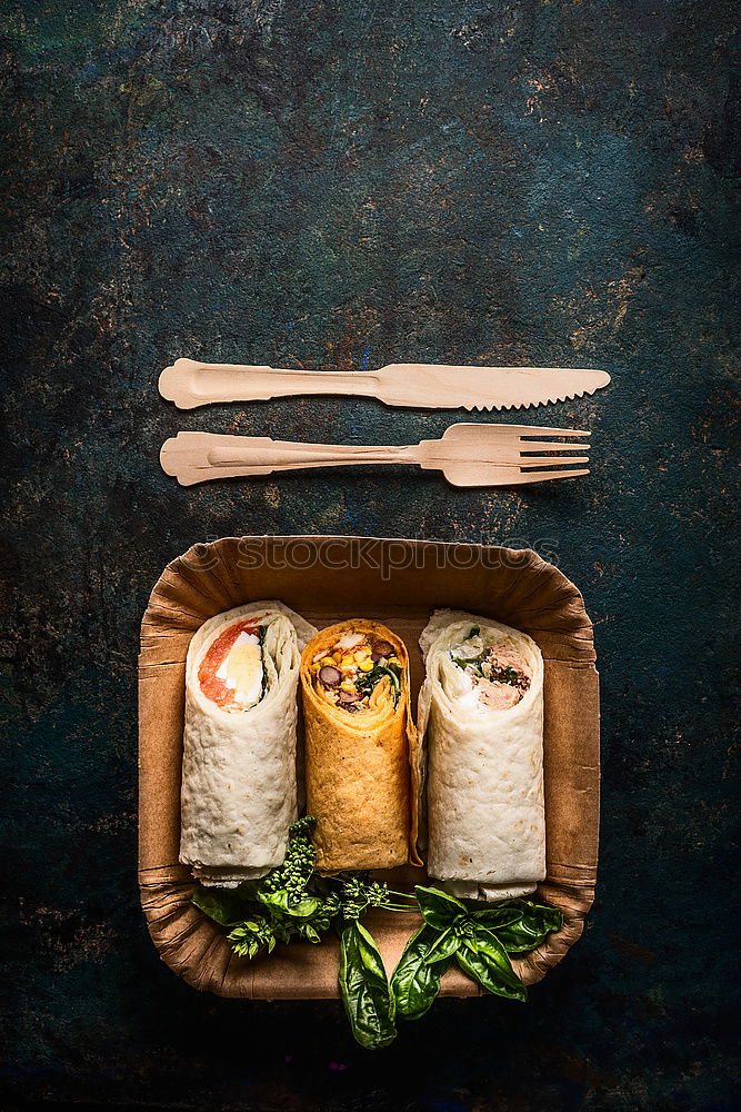 Similar – Image, Stock Photo Various vegetarian tortilla wraps