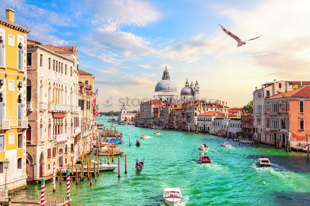 Similar – Urban landscape of Venice, water canals with boats.