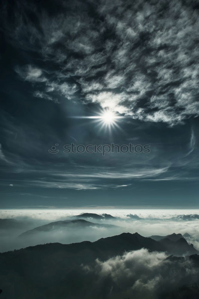 Similar – Image, Stock Photo Alpine peak with moon Moon