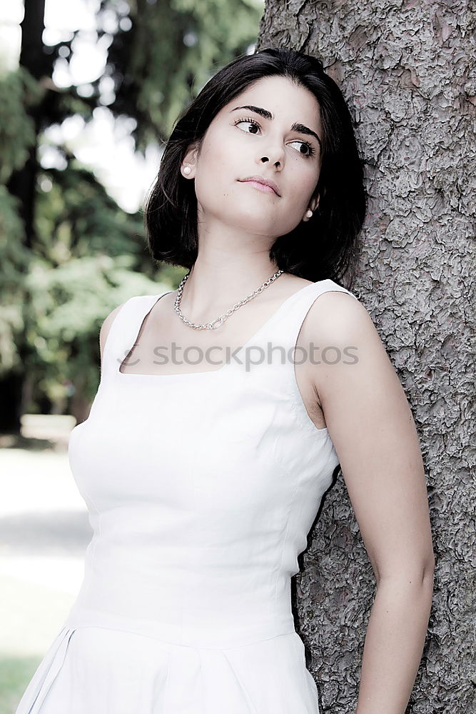 Similar – Image, Stock Photo Beautiful young women in blue dress posing