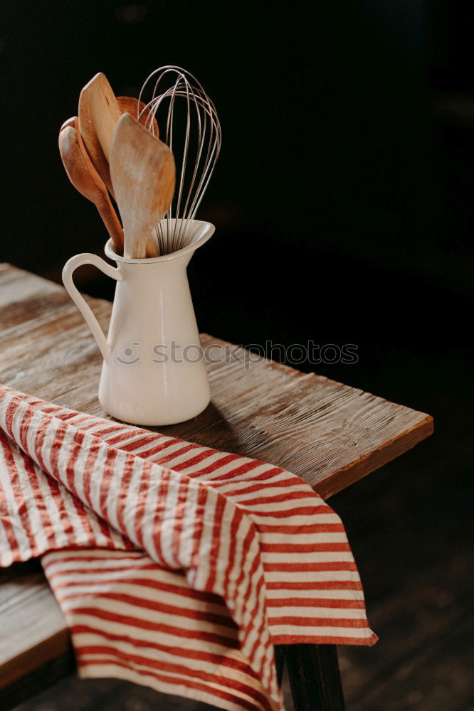 Similar – Image, Stock Photo ////// Notebook, spoon, pen and coffee cup on an old wooden table