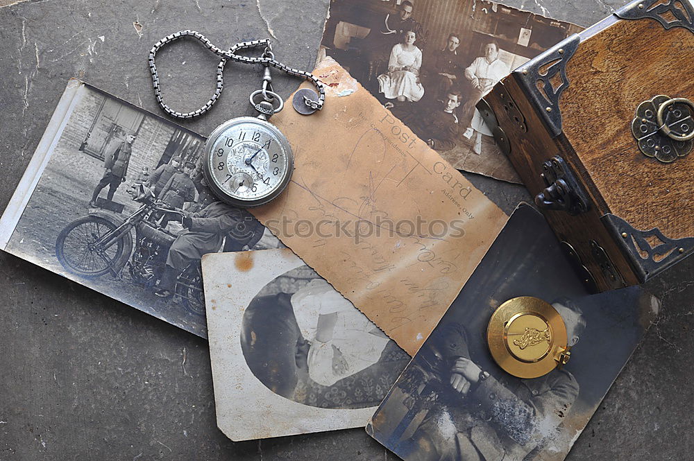 Similar – Image, Stock Photo old paper picture lying on a diary page