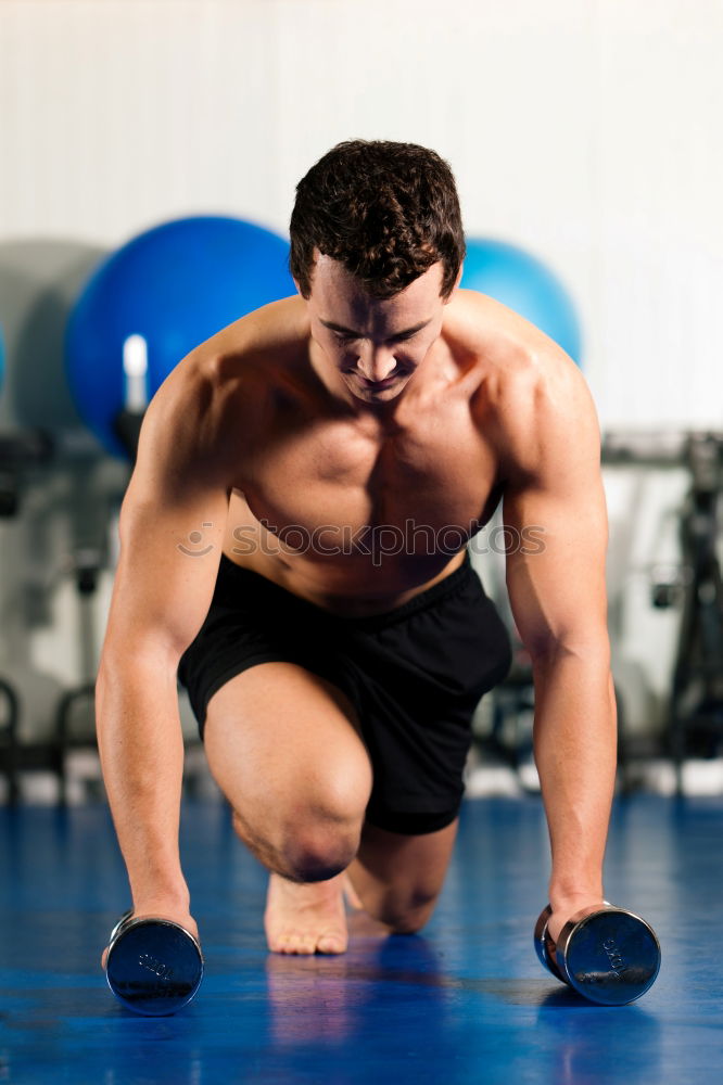 Similar – Image, Stock Photo Fit, muscular young man doing plank at the gym