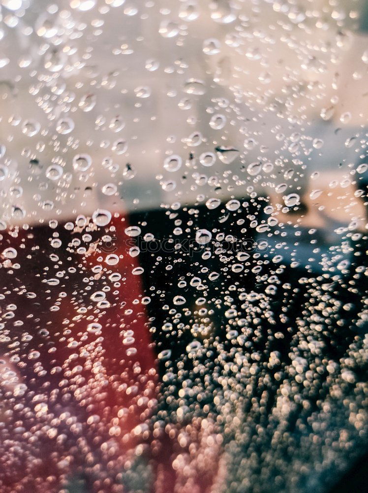 Image, Stock Photo Wet with rain street through the glass of the bus.