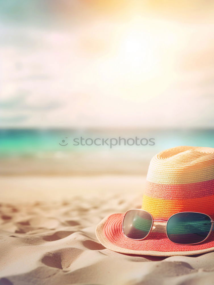 Similar – Image, Stock Photo Towel, beach ball, sunscreen and water gun on the beach