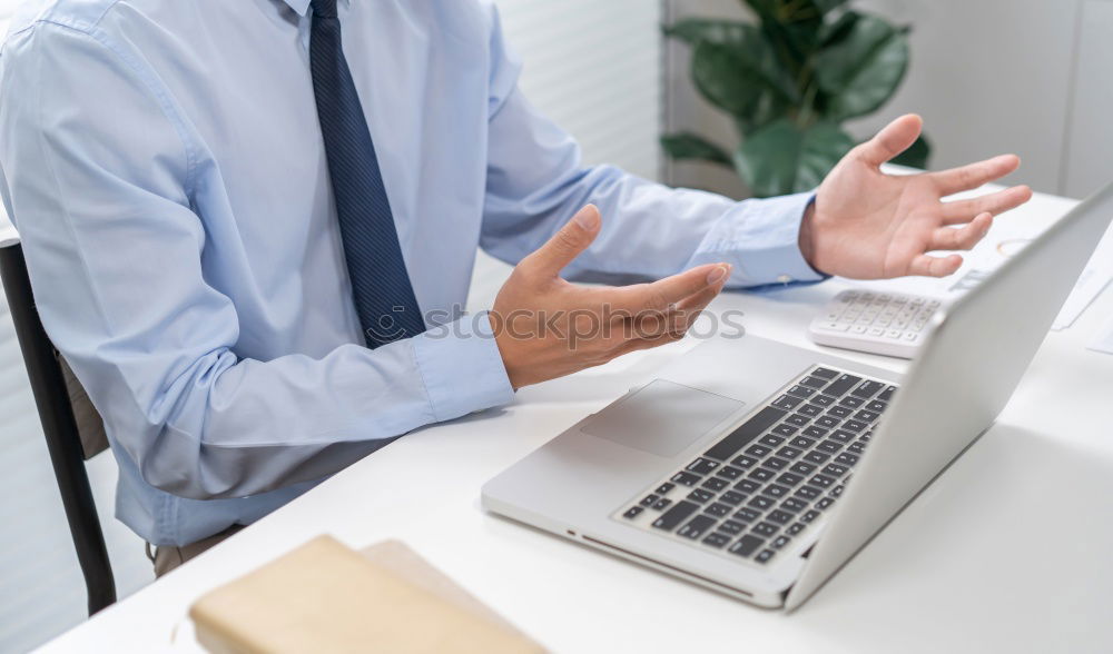 Similar – Image, Stock Photo Man is getting work done on notebook