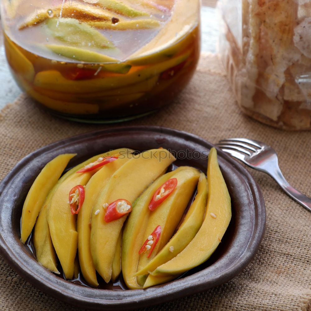 Similar – Image, Stock Photo Casserole dish with peaches and honey