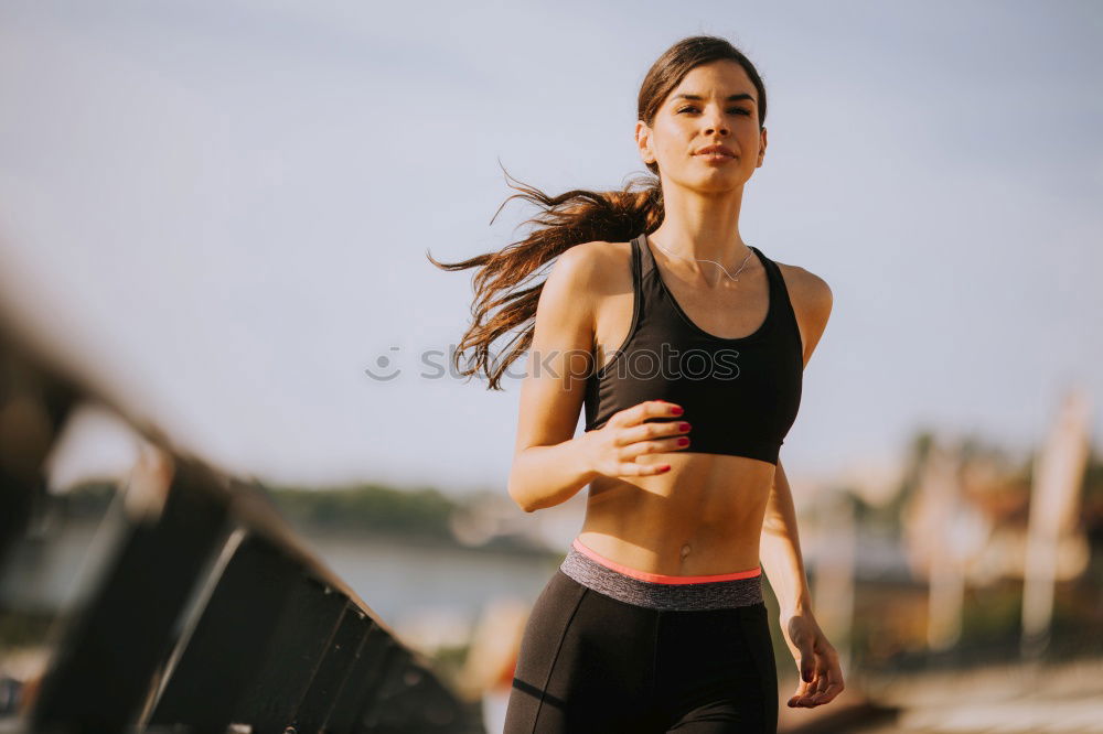 Similar – Image, Stock Photo Young sporty woman jogging