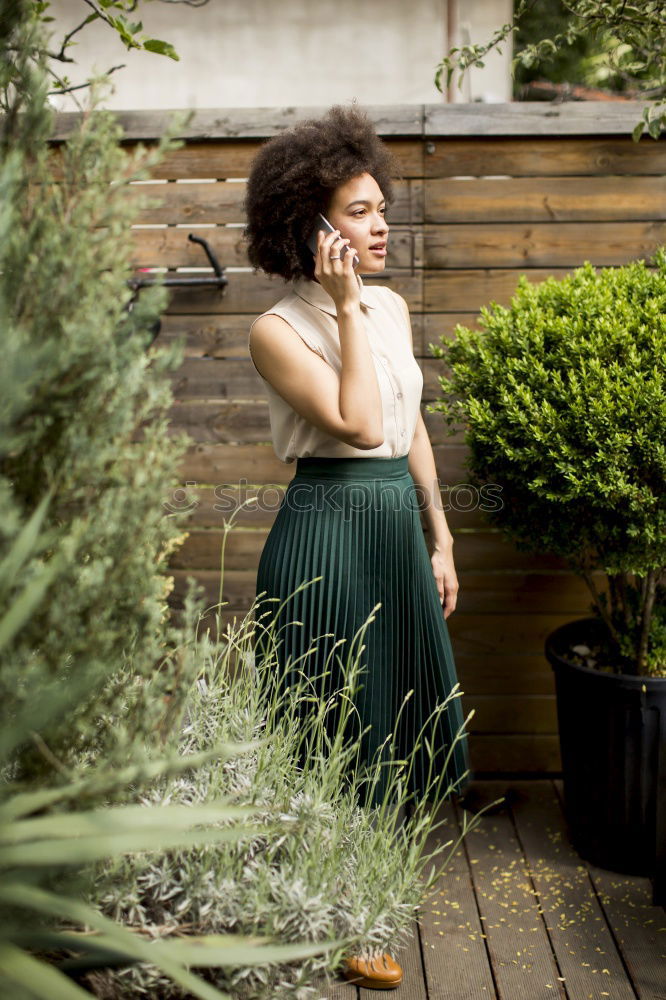 Similar – Image, Stock Photo Young curly woman in park
